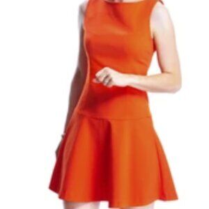ZARA Orange Dropped Waist Mini Dress – Size M – Stretch, Bodycon Fit
